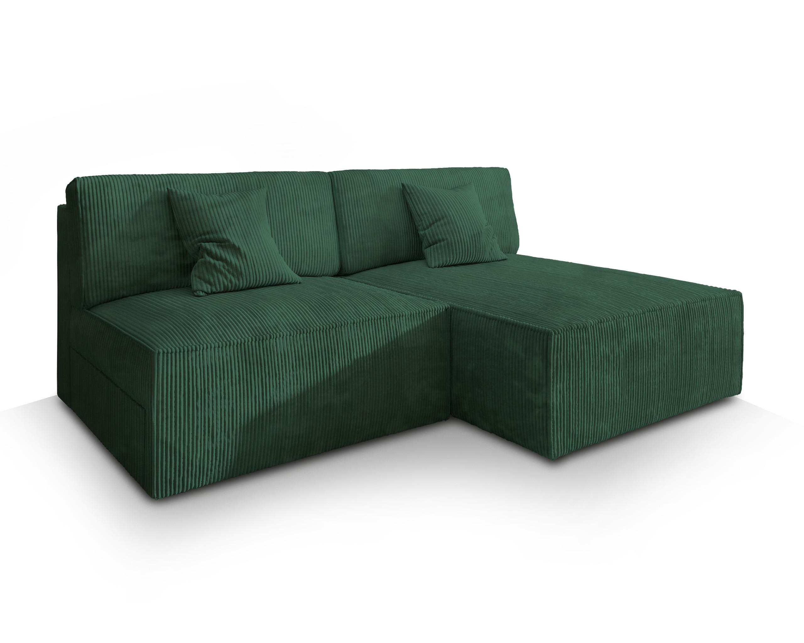 ECKSOFA FIORO P Grün Kordstoff mit Schlaffunktion - Grün, Holz (204/148cm) - MASSENO