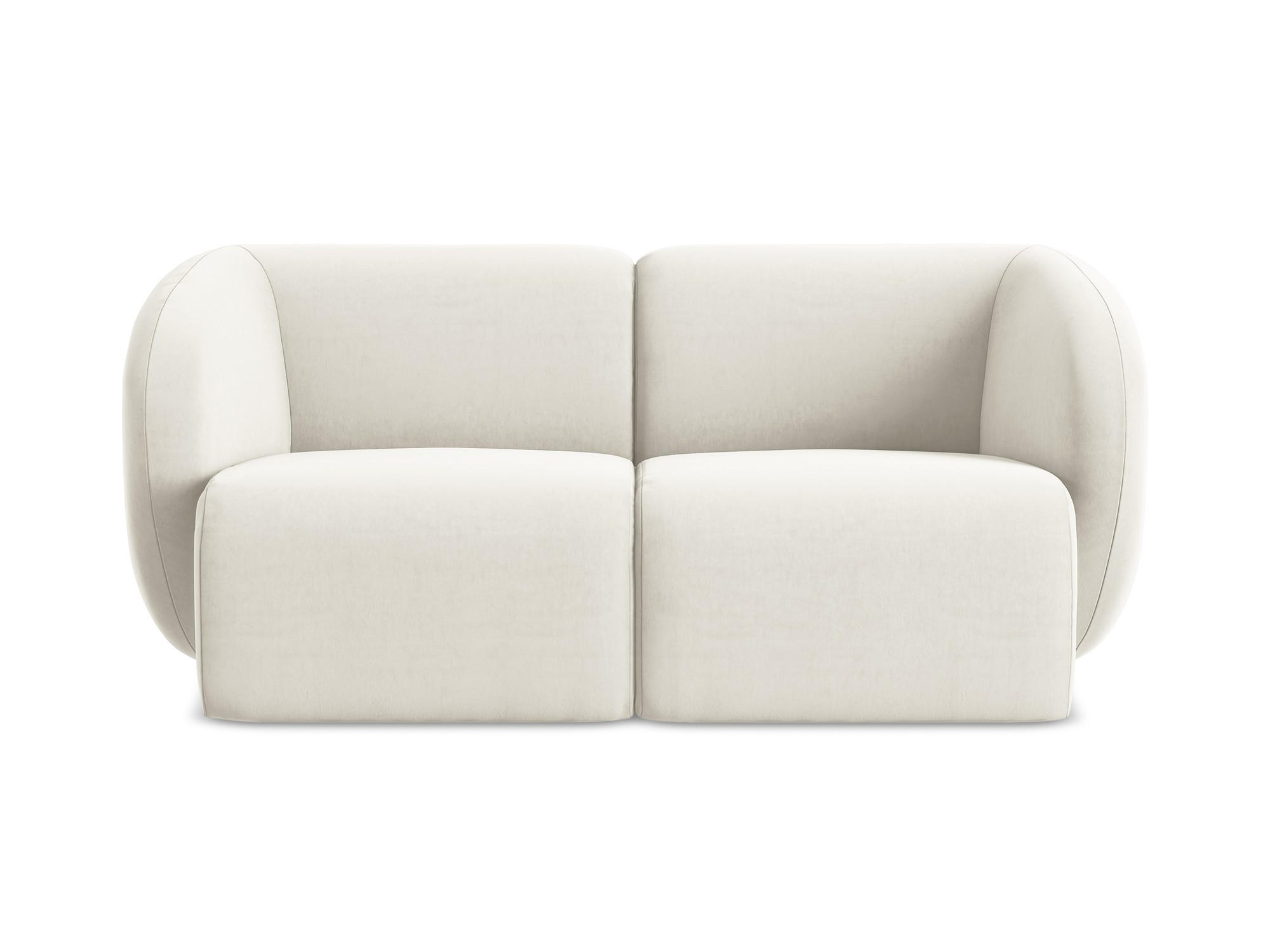2-SITZER-SOFA Samt Stoff Beige - Creme/Schwarz, Holzwerkstoff/Kunststoff (174/75/94cm) - Makamii