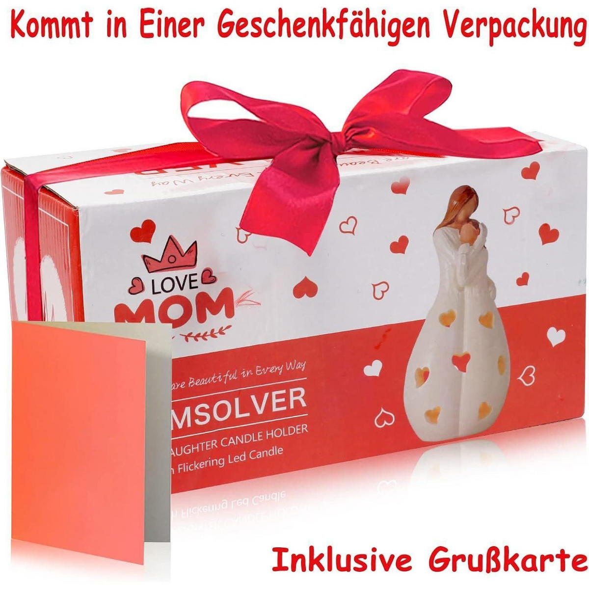 KERZENHALTER Mutter & Tochter mit LED Kerze 21 cm - Weiß, Kunststoff (12/21/12cm)