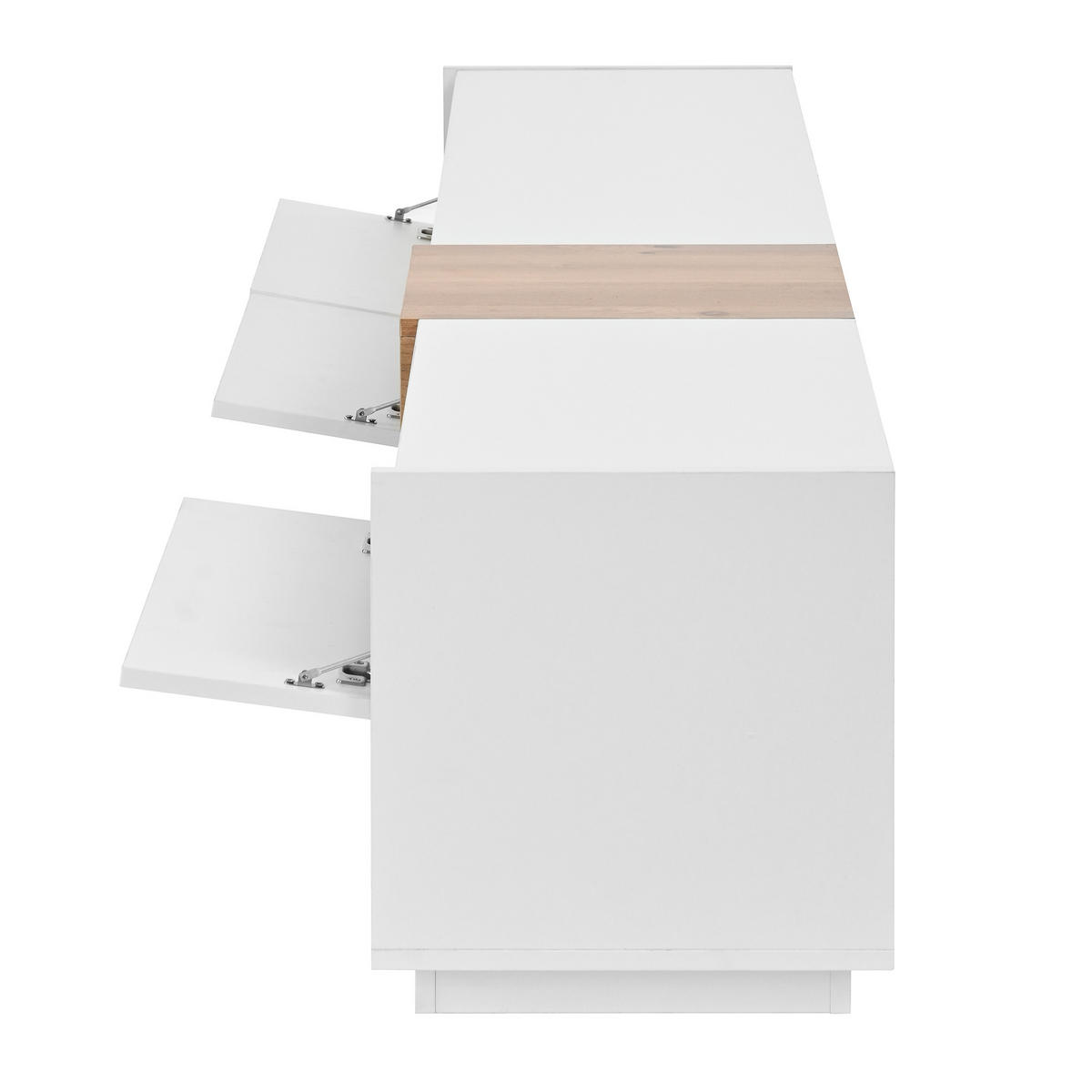 TV-LOWBOARD 190 x 38 x 42 cm, Hochglanztüren, LED, offener Stauraum, Weiß - Weiß, Holzwerkstoff (190/42/38cm)