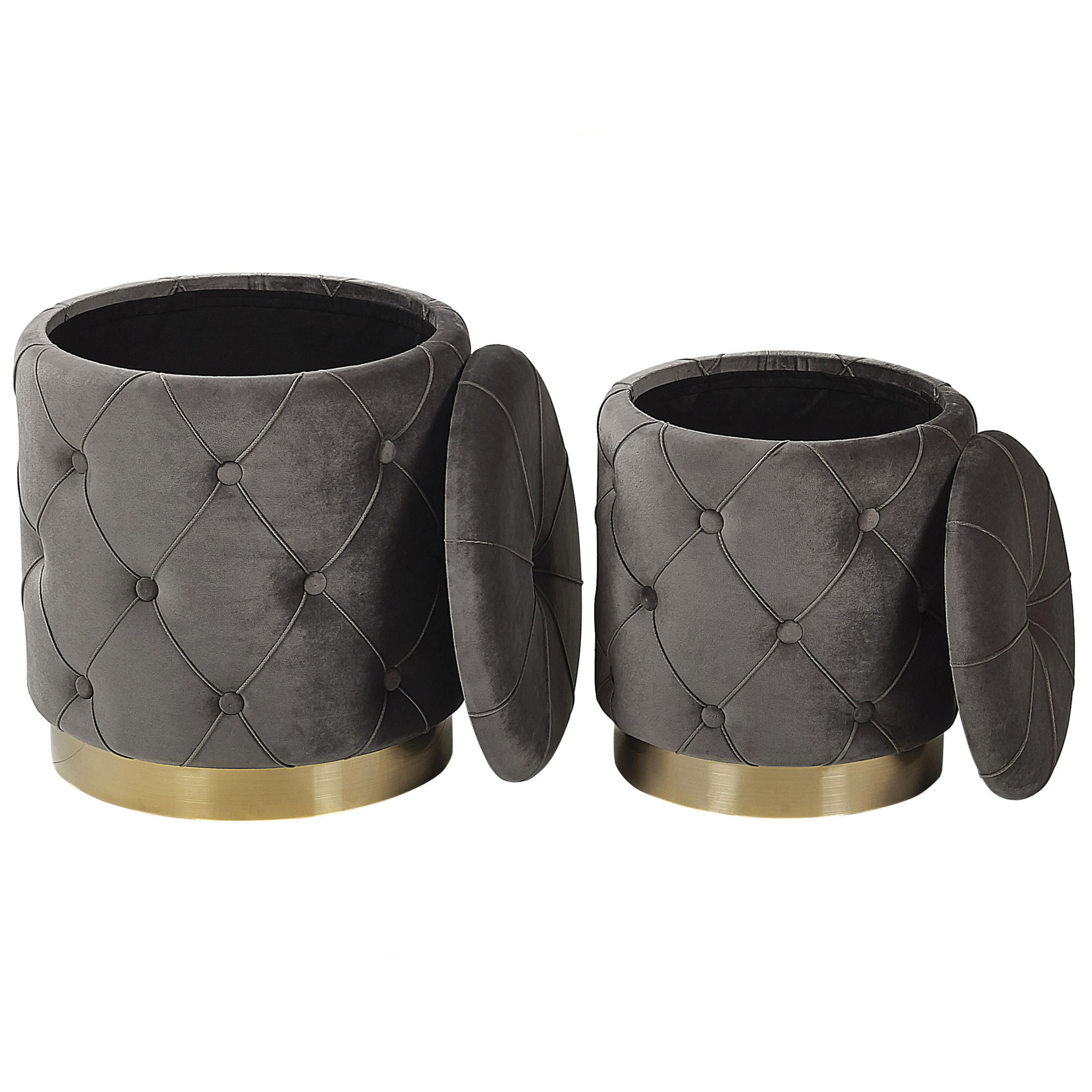 POUF Pueblo 40-33/40-33/44-36 cm - Grau, Textil (33/36/33cm) - Beliani