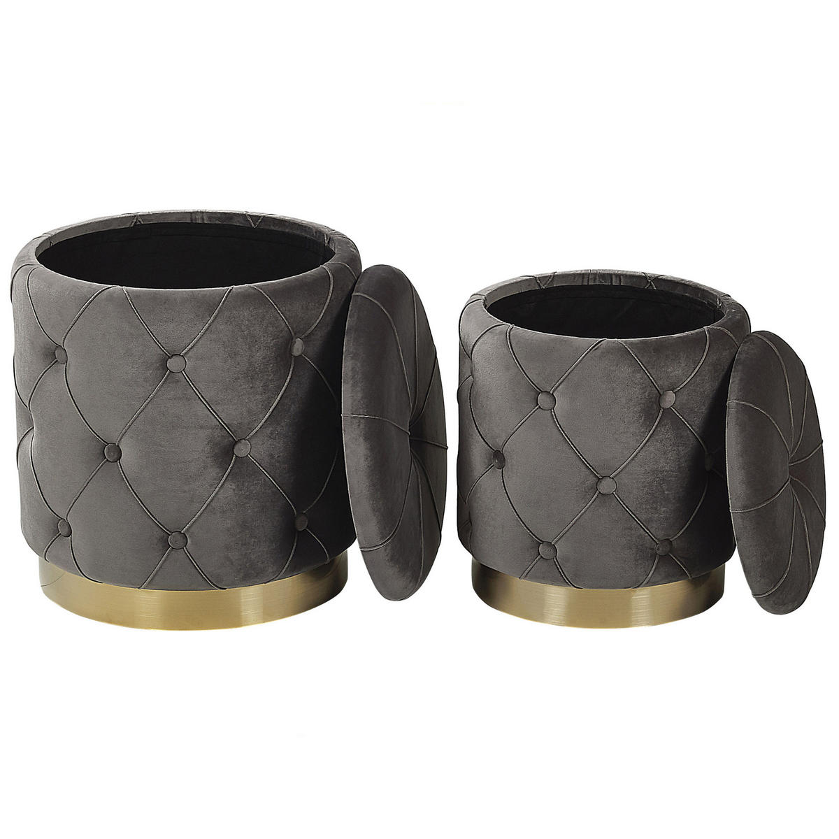 POUF Pueblo 40-33/40-33/44-36 cm - Grau, Textil (33/36/33cm) - Beliani