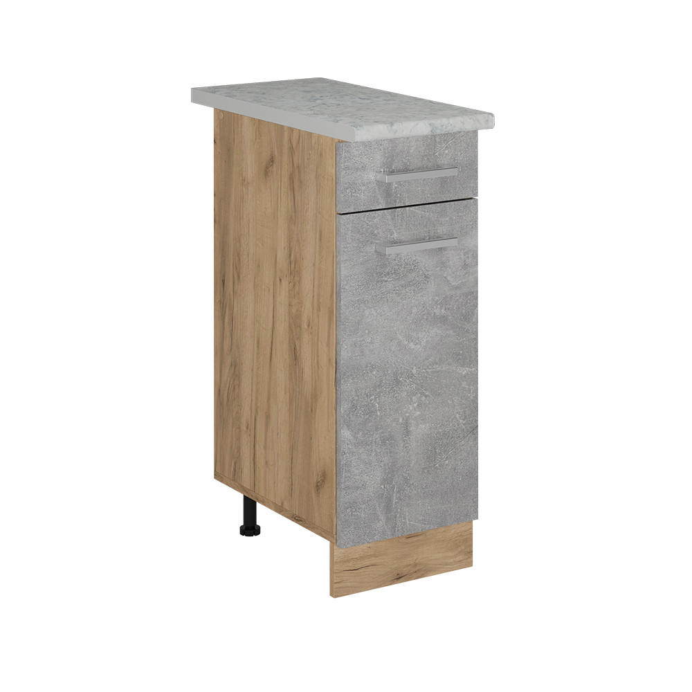 KÜCHENUNTERSCHRANK R-Line Beton 30 cm AP Marmor - Honigeiche/Schieferfarben, Holzwerkstoff (30/81.6/60cm) - Vicco