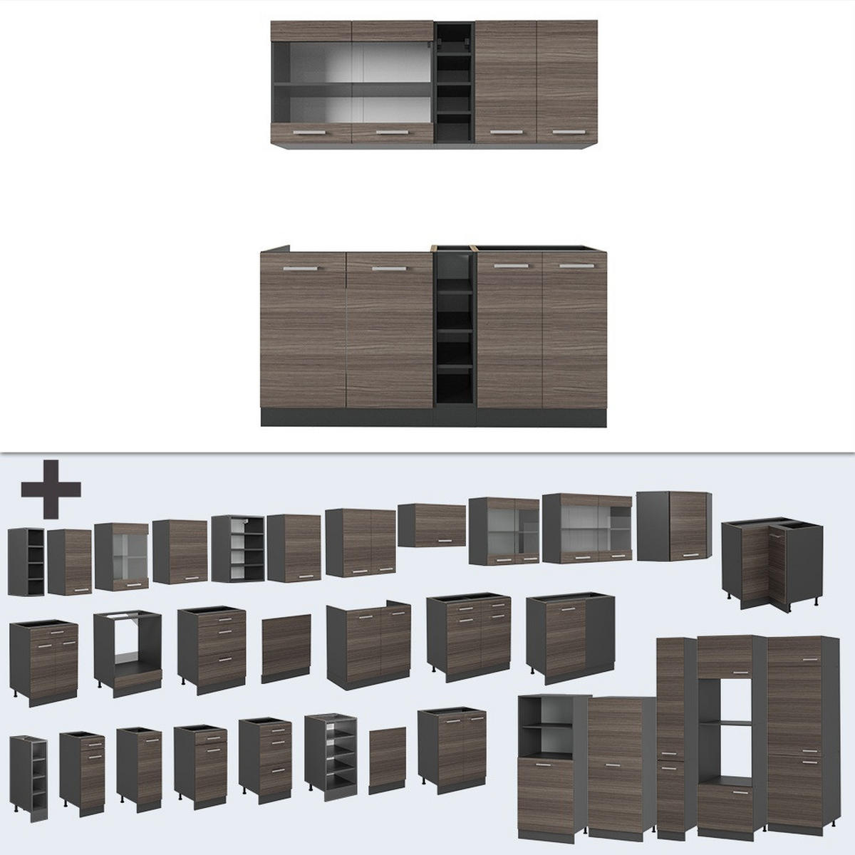 Anthrazit/Grau, Holzwerkstoff (160/81.6/60cm) - Vicco