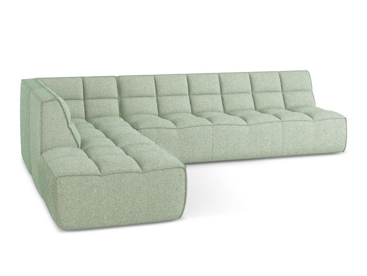 ECKSOFA Beidseitig Strukturstoff Stoff Grün - Schwarz/Hellgrün, Kunststoff/Textil (308/258cm) - Makamii