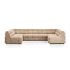 PANORAMASOFA Kendal aus Samt mandelbeige 7 Sitzplätze - Beige, Textil (203/79/372cm) - Micadoni