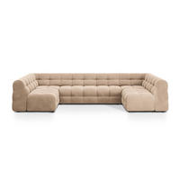 PANORAMASOFA Kendal aus Samt mandelbeige 7 Sitzplätze - Beige, Textil (203/79/372cm) - Micadoni