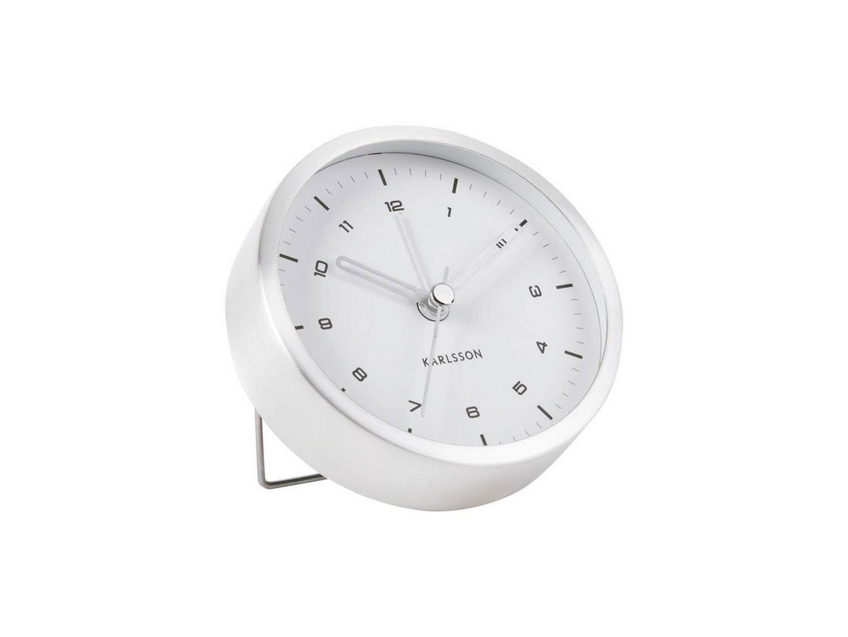 WECKER Weiß 9/9 cm - Weiß, Metall (9/9/3cm) - KUNSTLOFT