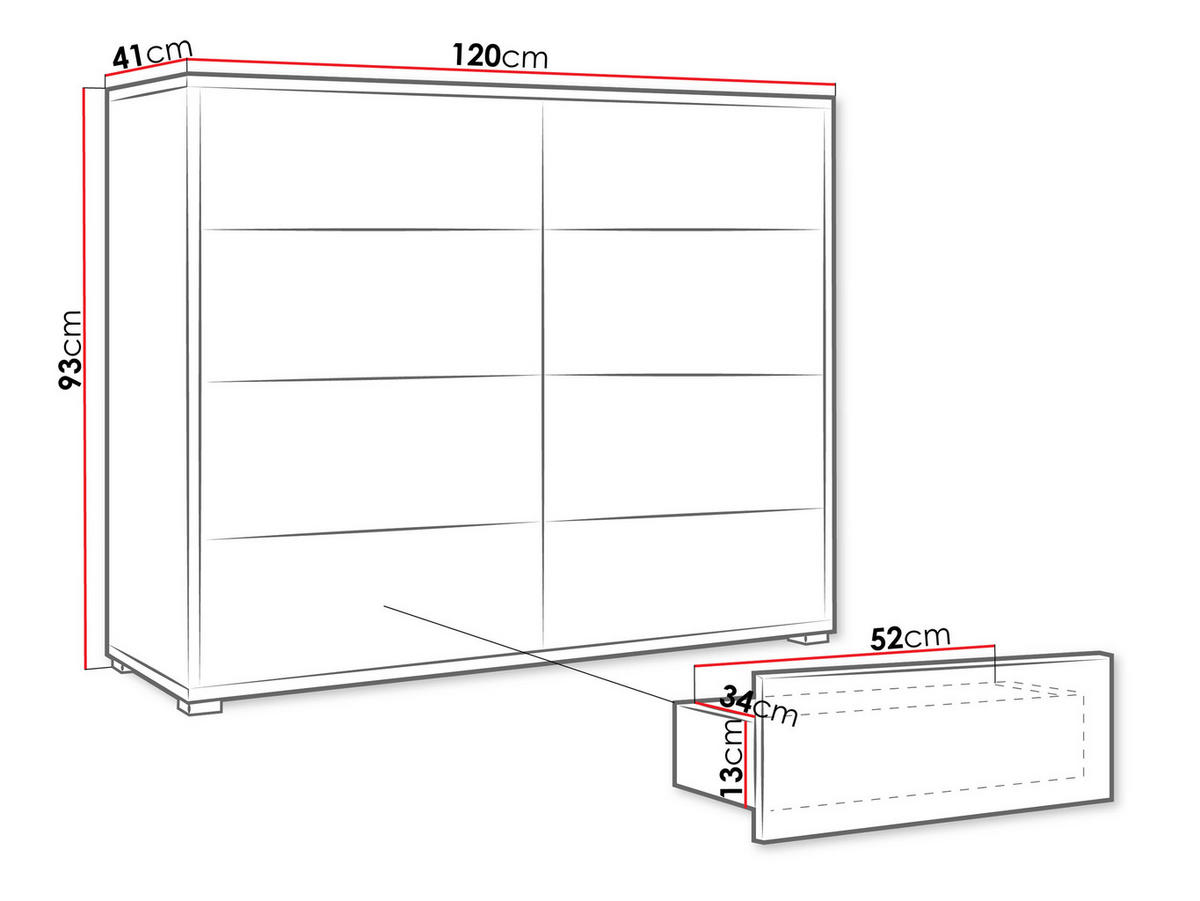 KOMMODE Gesita K8SZ - Silberfarben/Weiß, Holzwerkstoff/Kunststoff (120/93/41cm) - MIRJAN24