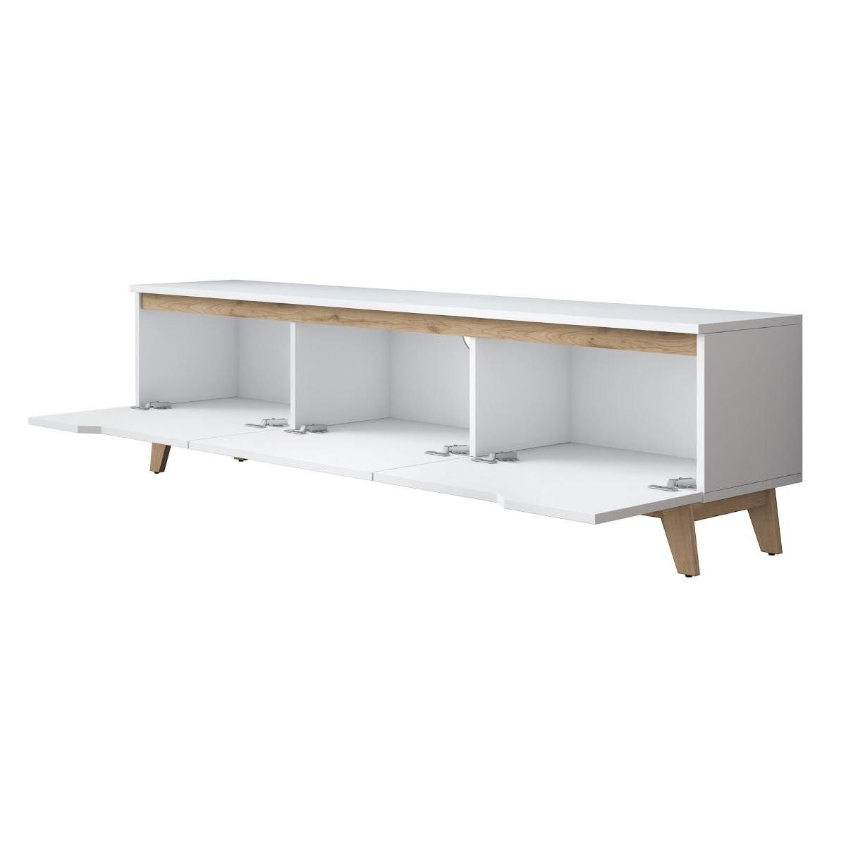 TV-MÖBEL mit 3 Türen weiß - L180 cm - Weiß, Holzwerkstoff (35/48.6/180cm) - Calicosy