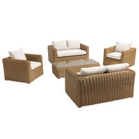 GARTEN-LOUNGEGARNITUR 6-Sitzer, Braun - Braun, Naturmaterialien - Oviala