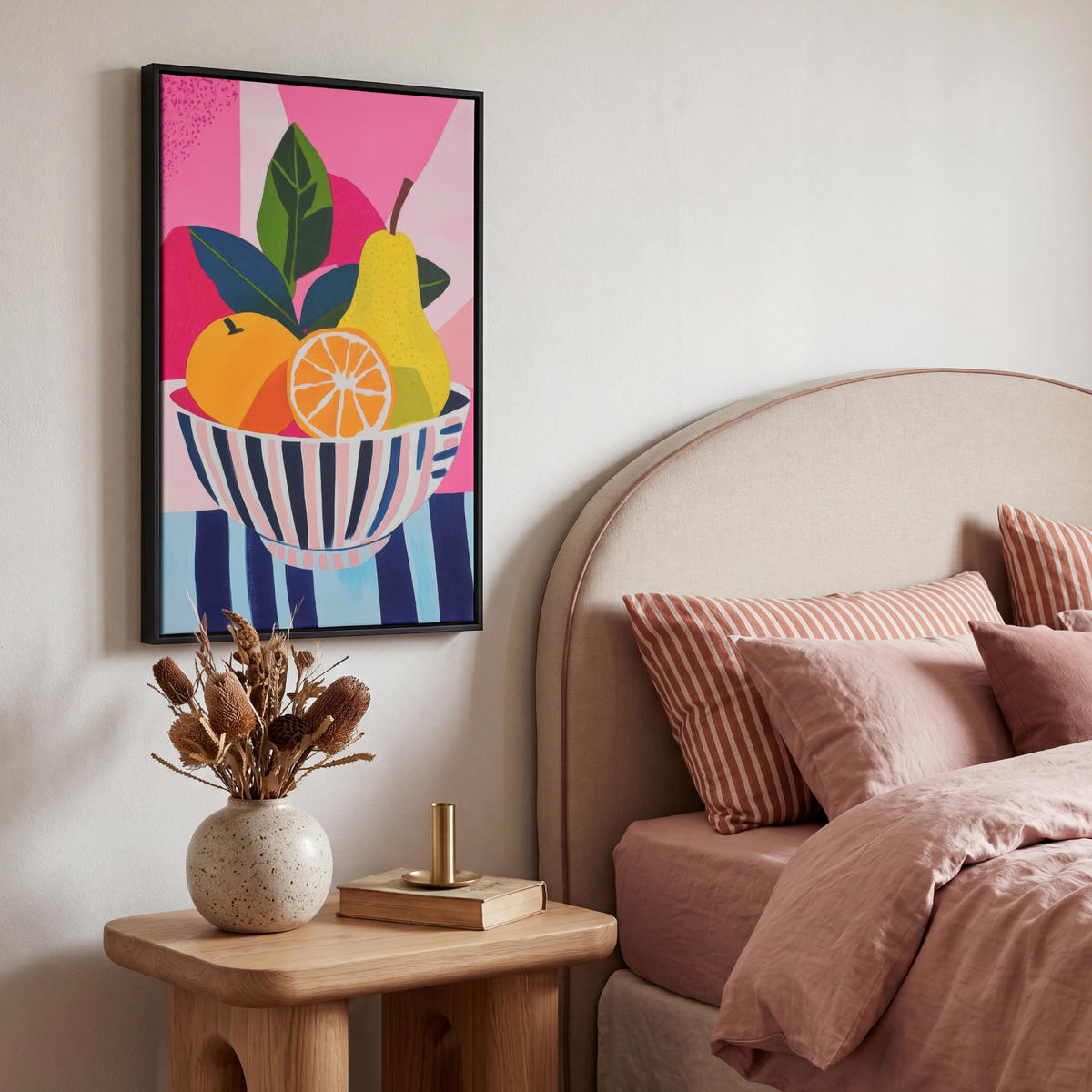 LEINWAND Bilder mit Rahmen - Obst - Abstrakter Hintergrund - Rosa - 40x60 - Pink, Textil (40/60cm) - OnlyWow
