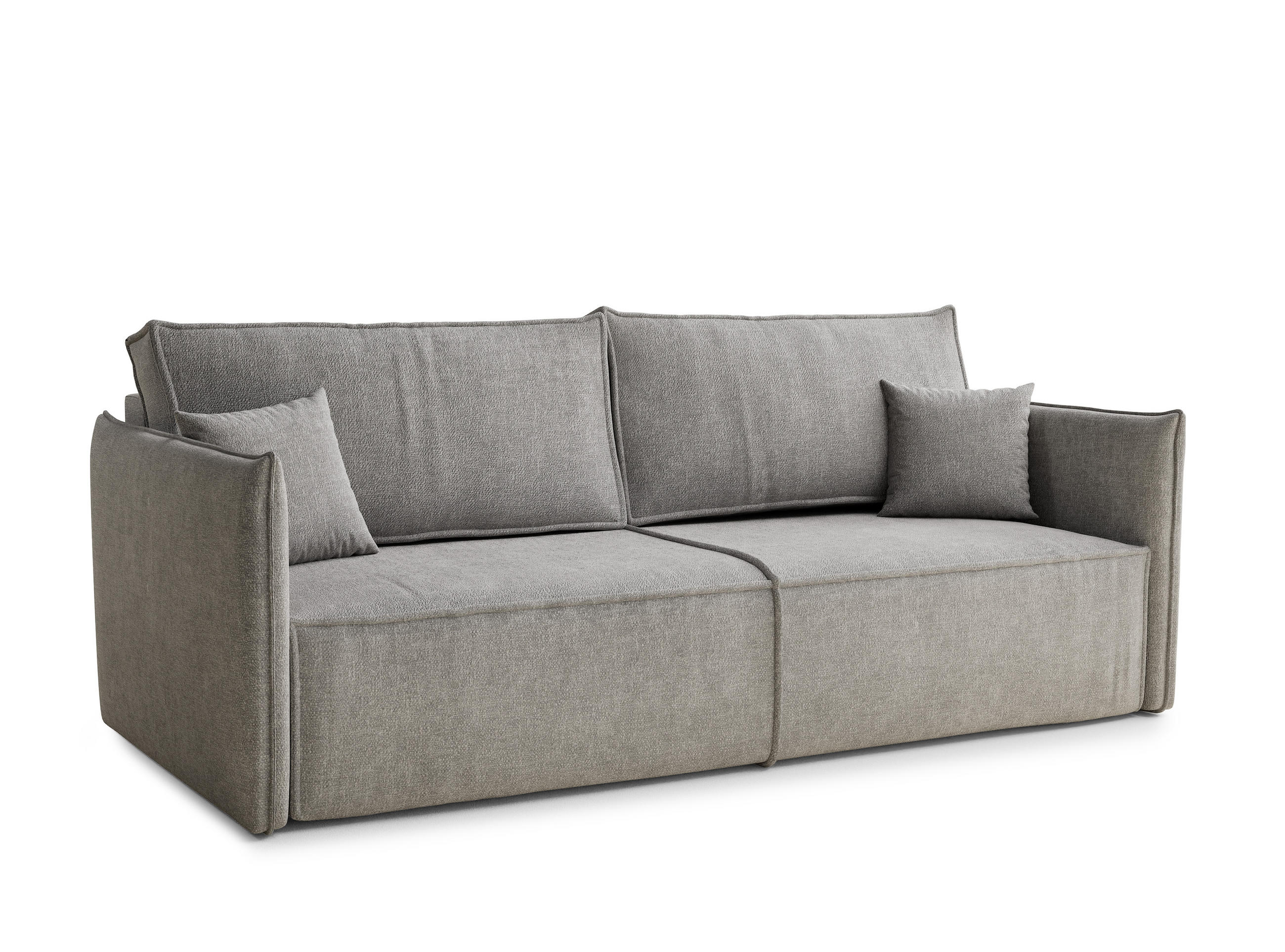 SOFA MIT SCHLAFFUNKTION Obra Beige grau Chenille-Stoff - Greige/Schwarz, Holz/Holzwerkstoff (220/70/107cm) - Maison de Reve