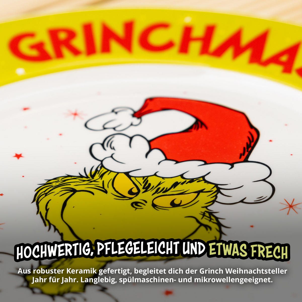 PLATZTELLER The Grinch Merry Grinchmas Grün 26,5 cm - Grün, Keramik (26.5cm) - United Labels