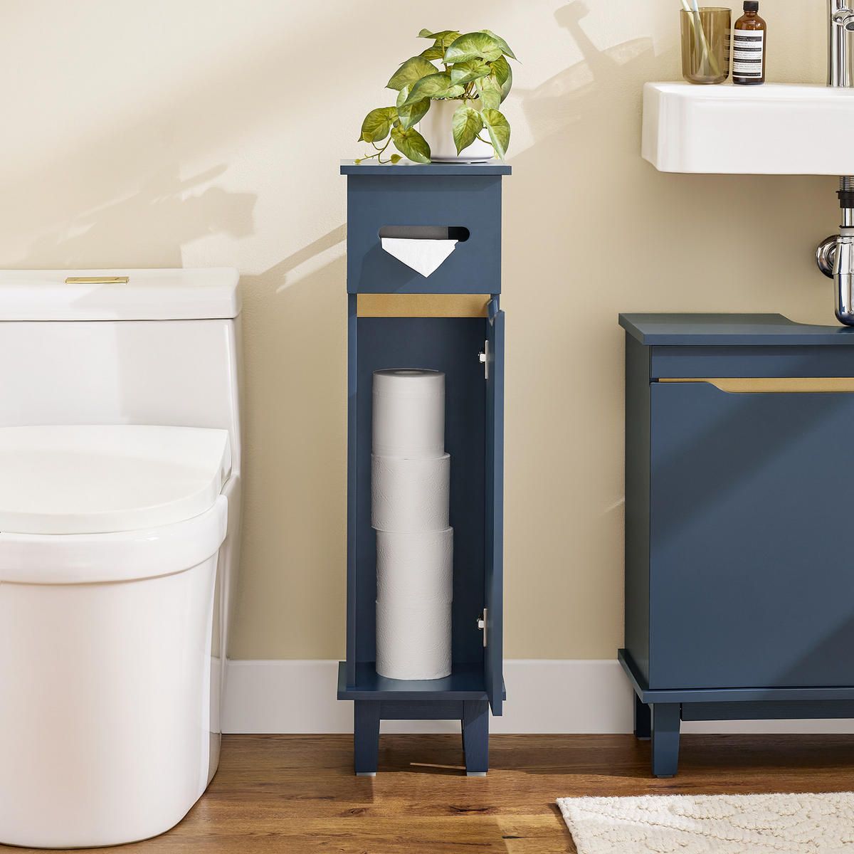 TOILETTENROLLENHALTER Blau - Blau, Holz/Holzwerkstoff (22/81/20cm) - SoBuy