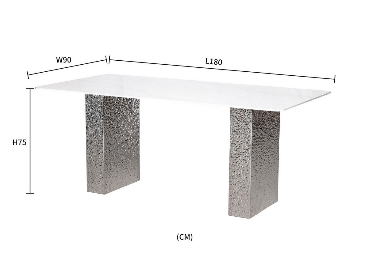 ESSTISCH MODIG Weiß 180x90x75 cm - Weiß, Metall (90/180/75cm) - FURNLUX