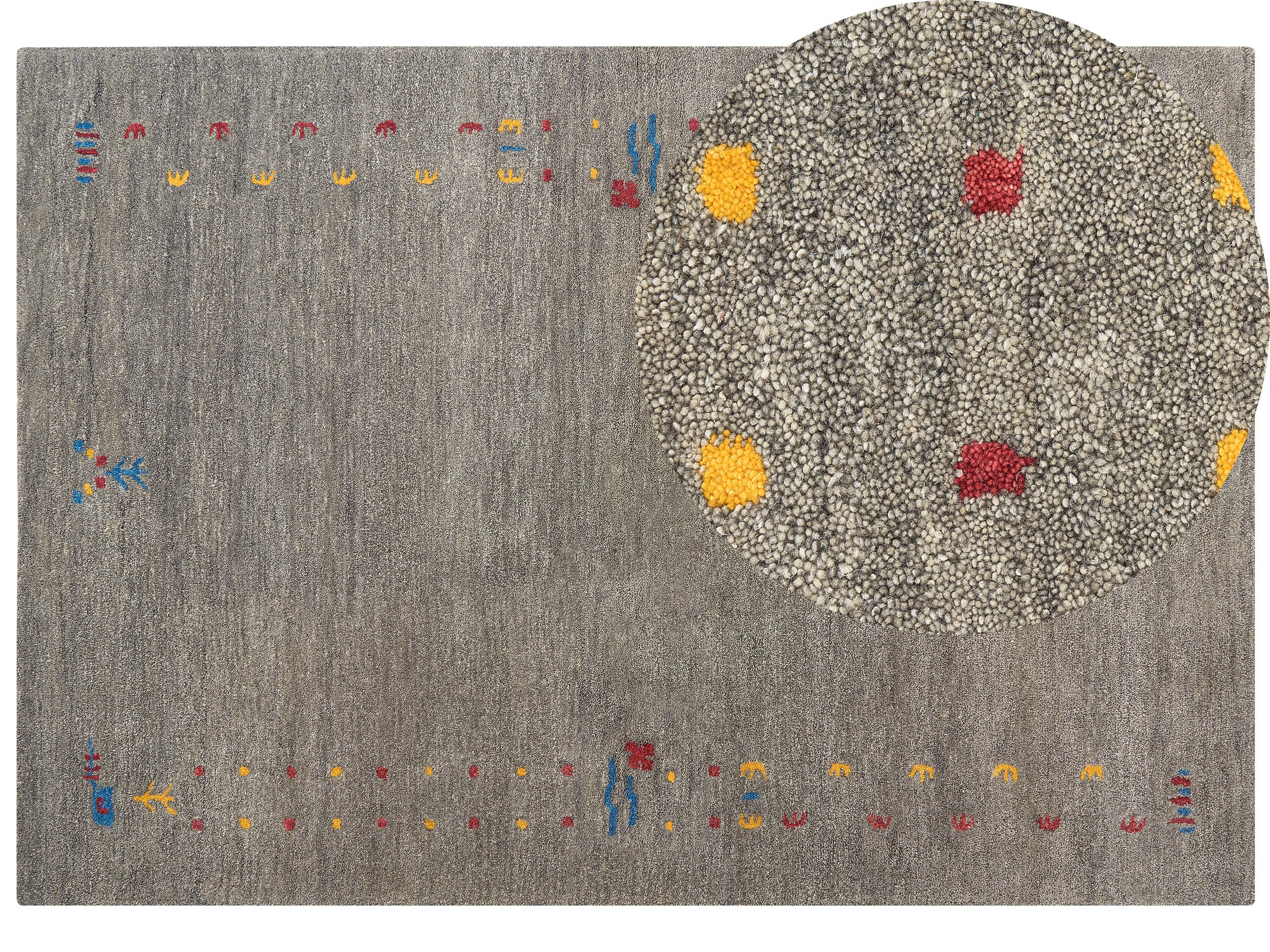 KURZFLOR-GABBEH Seymen 230/160 cm - Grau, Textil (160/230cm) - Beliani