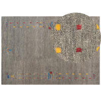 KURZFLOR-GABBEH Seymen 230/160 cm - Grau, Textil (160/230cm) - Beliani