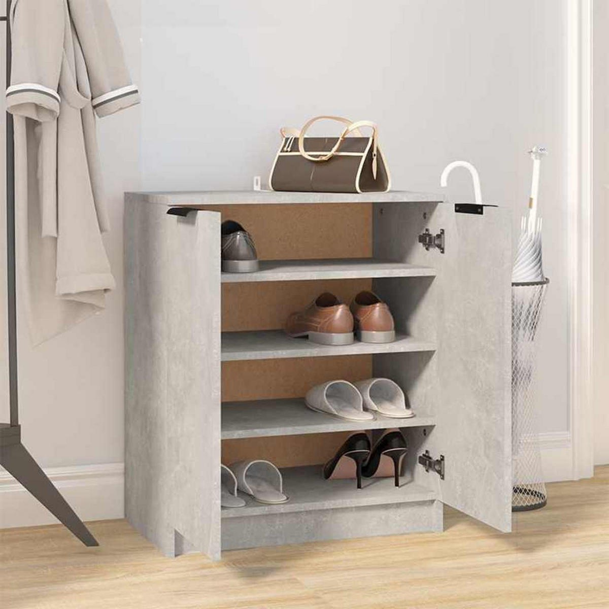 SCHUHSCHRANK Betongrau 59/35/70 Cm Holzwerkstoff - Grau, Holzwerkstoff (35/70/59cm) - vidaXL