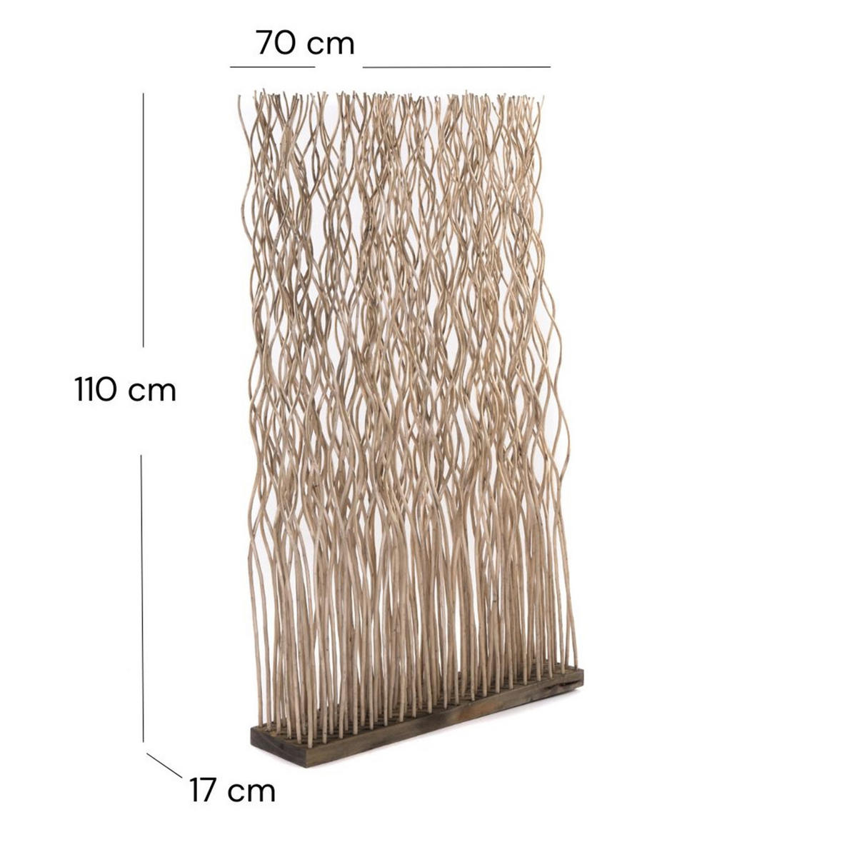 RAUMTEILER Kinki Weidenholz gewellt grau - Grau, Naturmaterialien (70/110/17cm) - CREEDWOOD