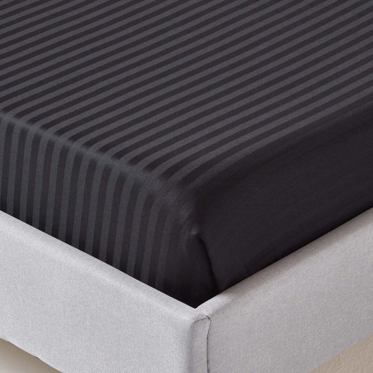 DAMAST-BETTLAKEN ohne Gummizug, 100% Ägyptische Baumwolle - Schwarz, Textil (275/275cm) - Homescapes