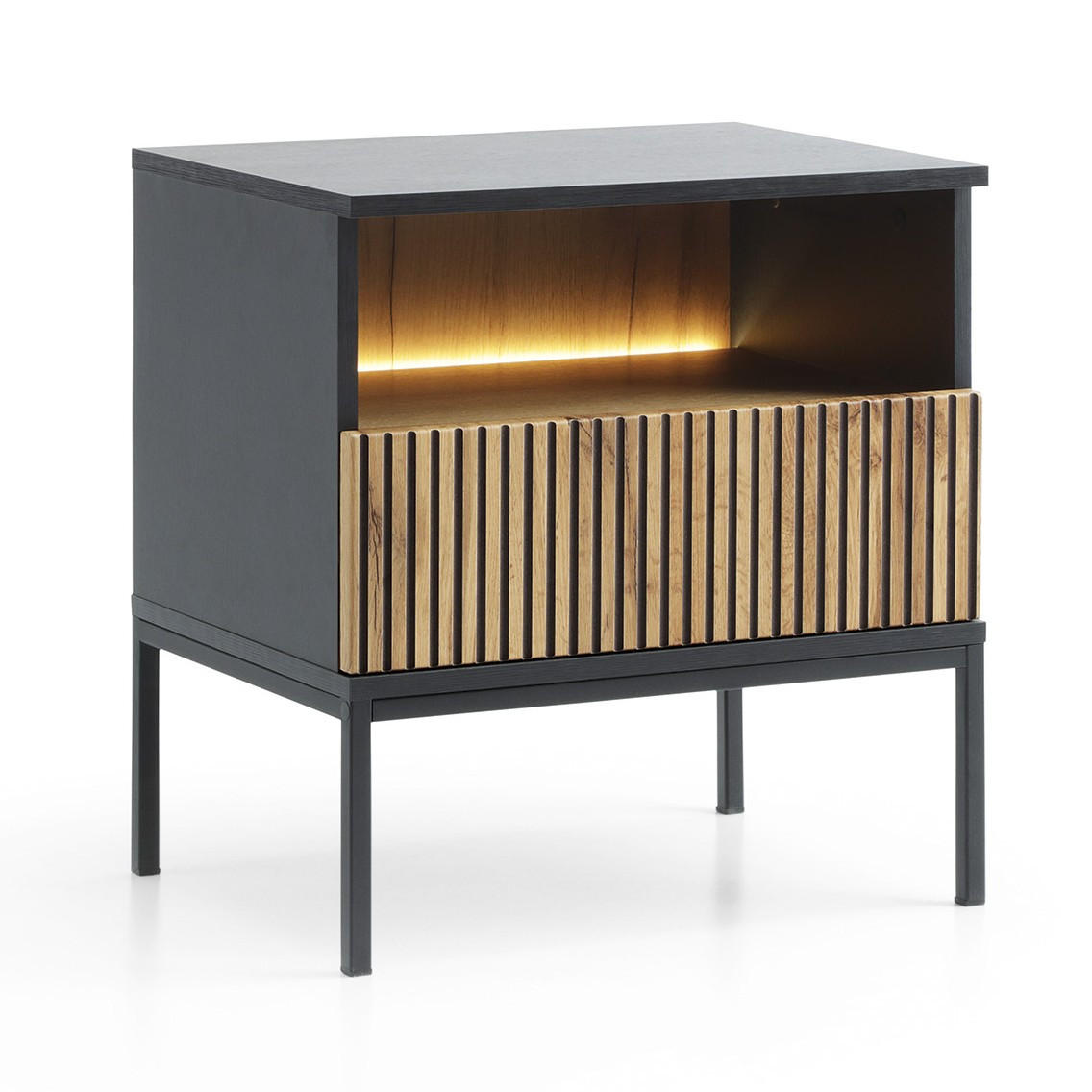 NACHTTISCH Weiß SANTI S54 Mit LED-Beleuchtung - Multicolor, Holzwerkstoff (54/56/39cm) - Sepro Meble