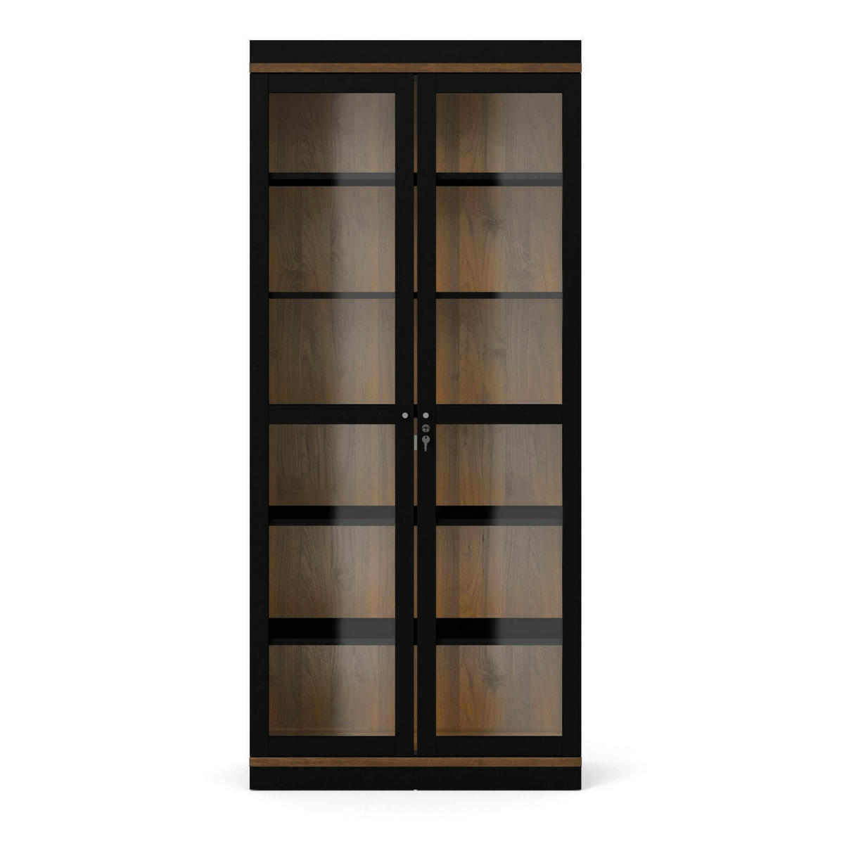 VITRINE Schwarz, Nussbaum 36.25/88.7/200.4 cm - Schwarz, Holzwerkstoff (89/200/36cm) - DMORA