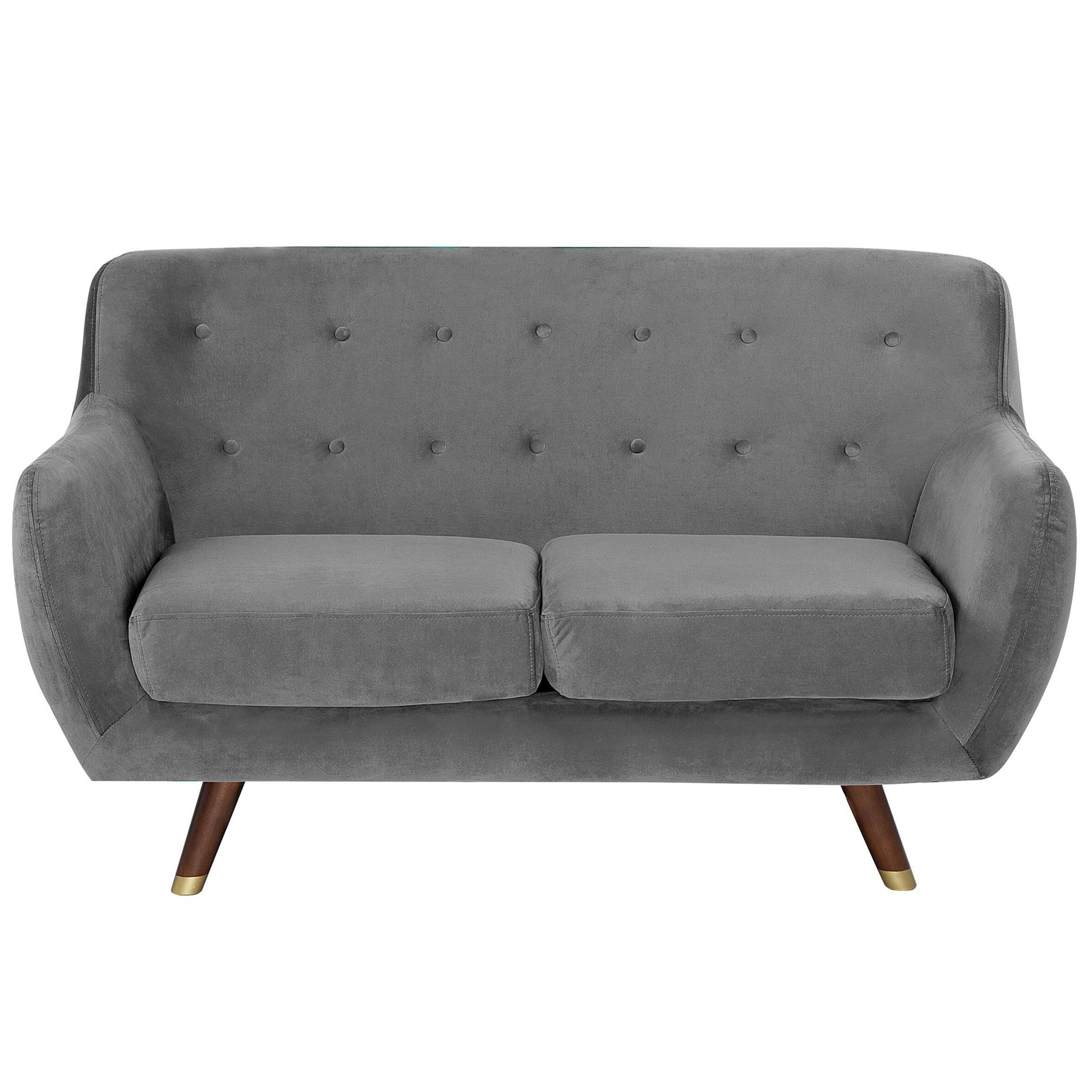 2-SITZER-SOFA Samtstoff Grau Bodo - Grau, Textil (148/85/84cm) - Beliani