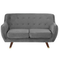 2-SITZER-SOFA Samtstoff Grau Bodo - Grau, Textil (148/85/84cm) - Beliani
