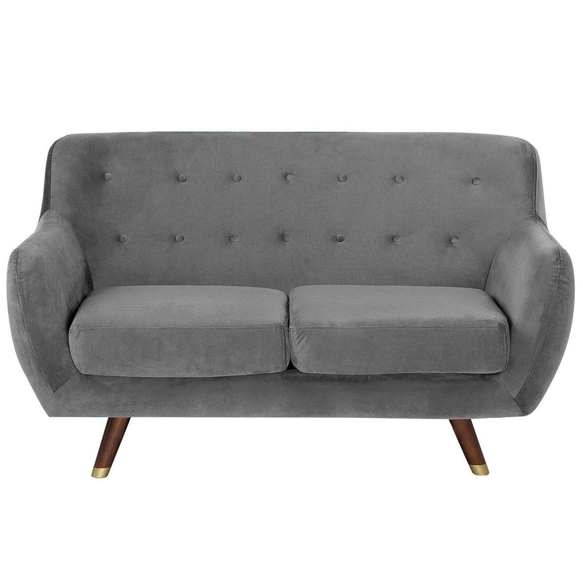 2-SITZER-SOFA Samtstoff Grau Bodo - Grau, Textil (148/85/84cm) - Beliani
