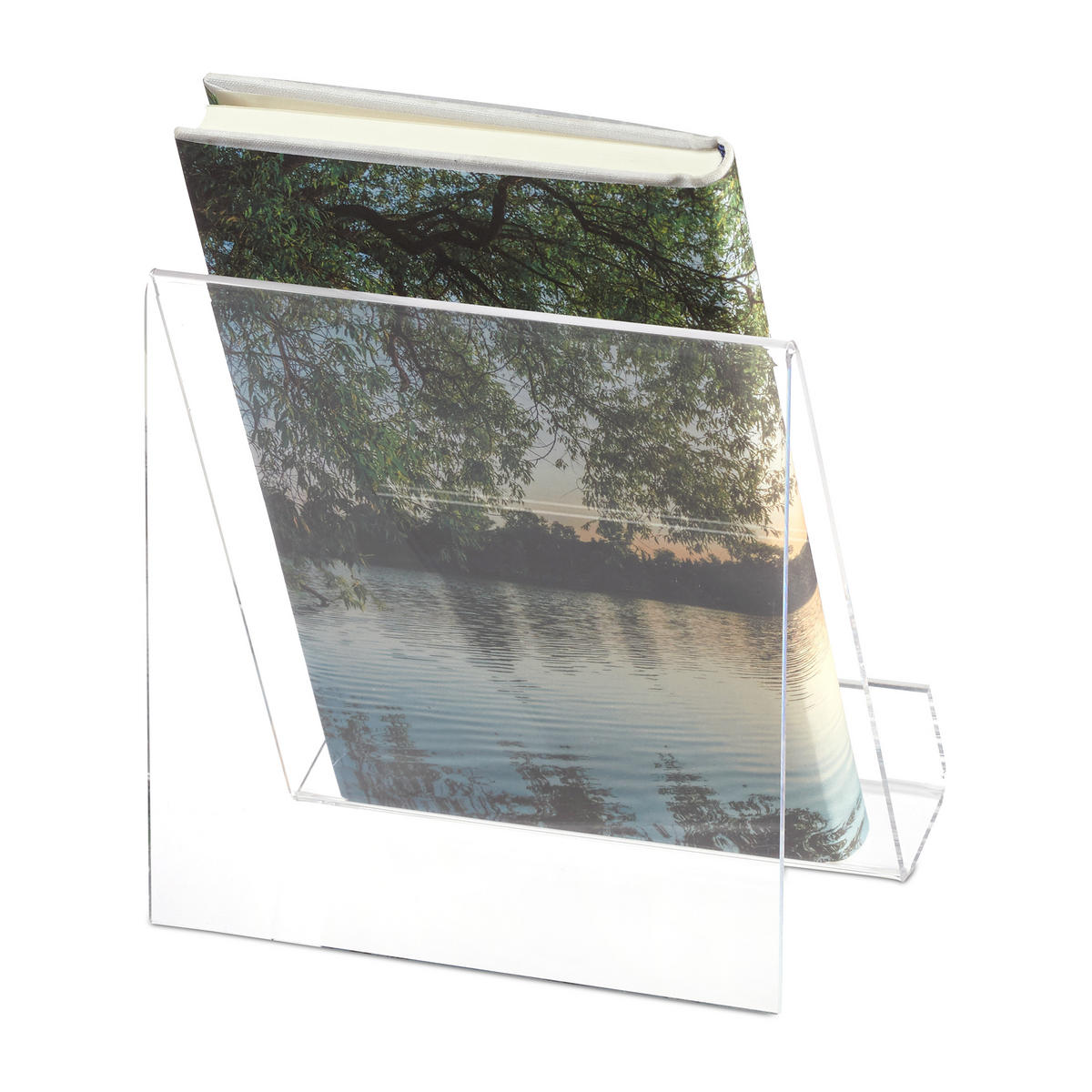 BUCHAUFSTELLER A5 - Transparent, Kunststoff (15/15/11.5cm) - Relaxdays