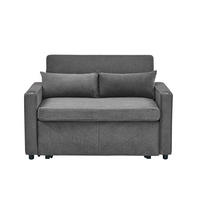 SCHLAFSOFA 2-Sitzer aus Holz und Stoff mit USB-Ladefunktion Dunkelgrau - Dunkelgrau, Holz (134/73/195cm) - Modenvie