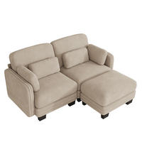 ECKSOFA 2-Sitzer L-Form mit Ottomane, DE-42686, Hellbraun - Hellbraun, Holz (176/143cm) - ComfortXL
