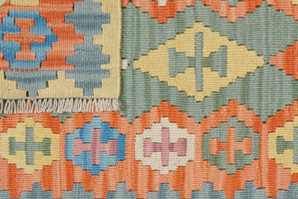 KELIM-LÄUFER handgewebt Gashgai Grün 248/61 cm Schurwolle - Grün, Textil (61/248cm) - Looma