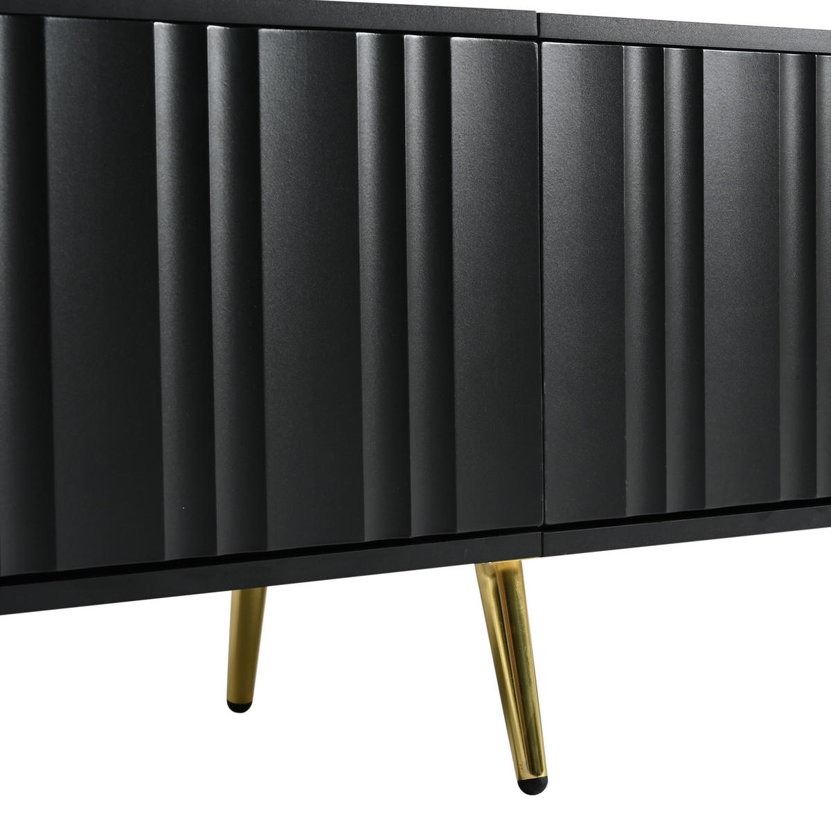 TV-LOWBOARD aus MDF und Spanplatte 190x38x48 cm Schwarz mit 4 Türen und goldfarbenen Füßen - Schwarz, Holzwerkstoff (190/48/38cm) - IVMEU