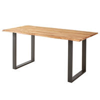 ESSTISCH mit Massivholzplatte - Metall / Massivholz - Akazie Braun / Schwarz - Schwarz/Braun, Holz/Metall (90/160/76cm) - home24