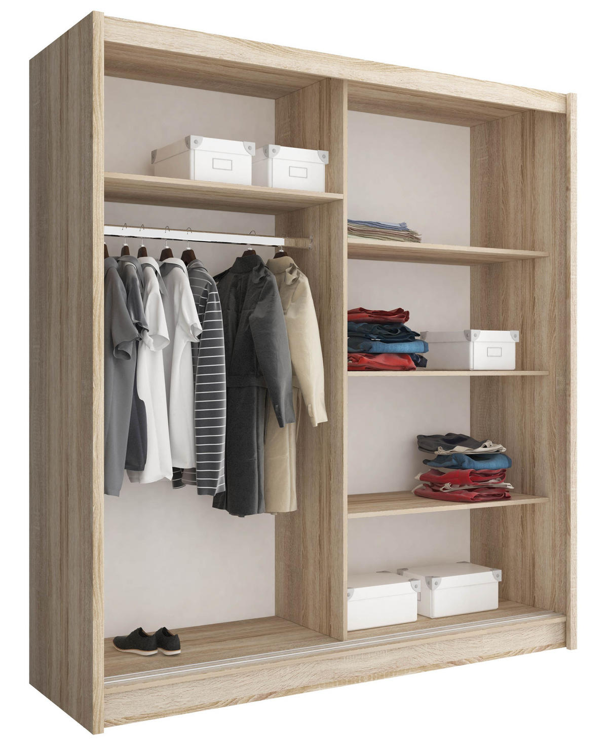 SCHIEBETÜRENSCHRANK Maja VII weiß 180 / 62 / 214cm - Weiß, Holz/Holzwerkstoff (180/200/62cm) - Feldmann-Wohnen