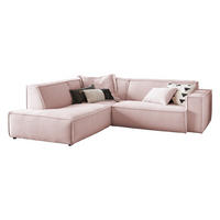 ECKSOFA SAMU Pink Cord - Pink/Schwarz, Textil (254/224cm) - KAWOLA