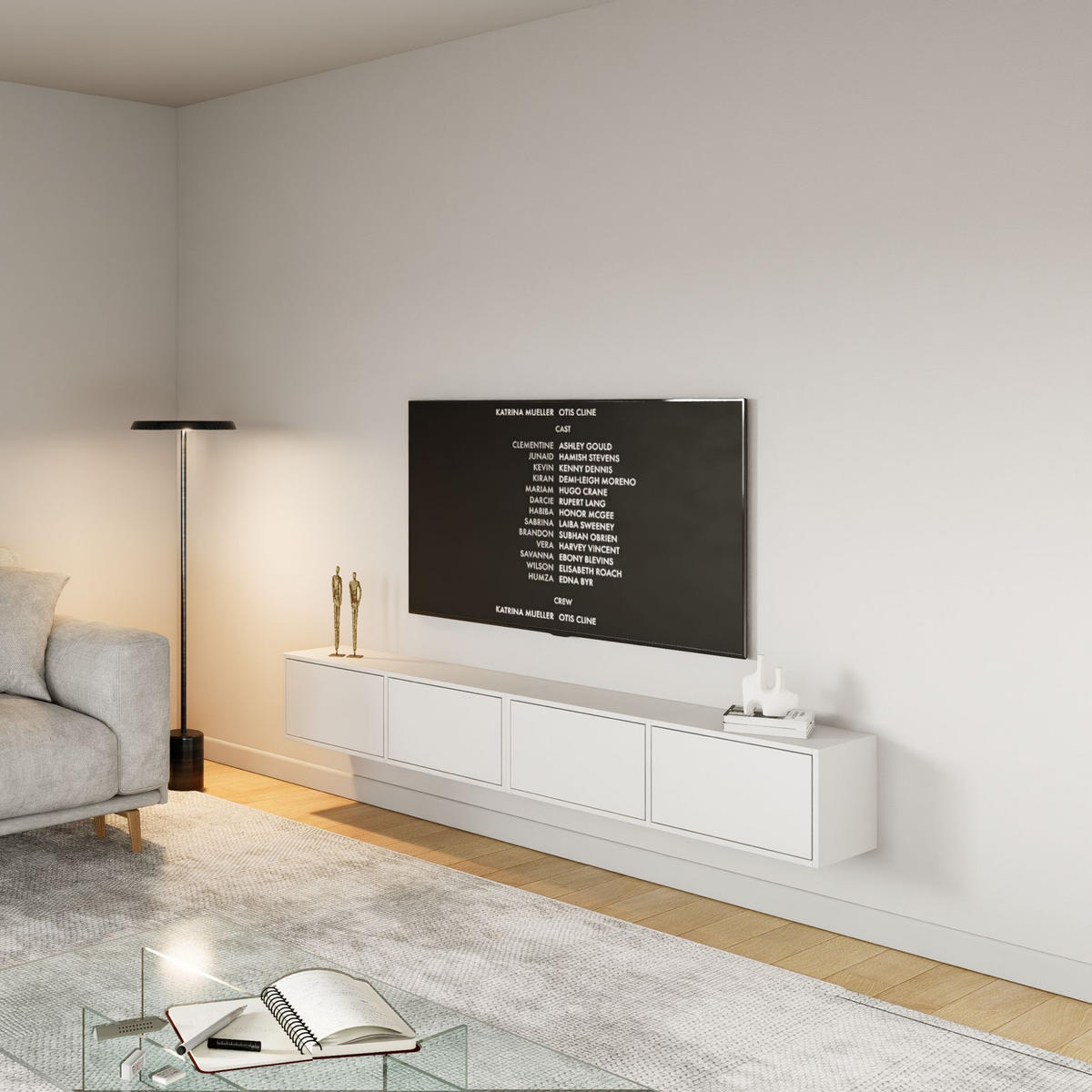 TV-LOWBOARD Framme hängend Weiß 200 cm - Weiß, Holzwerkstoff (201.2/30/30cm) - Selsey