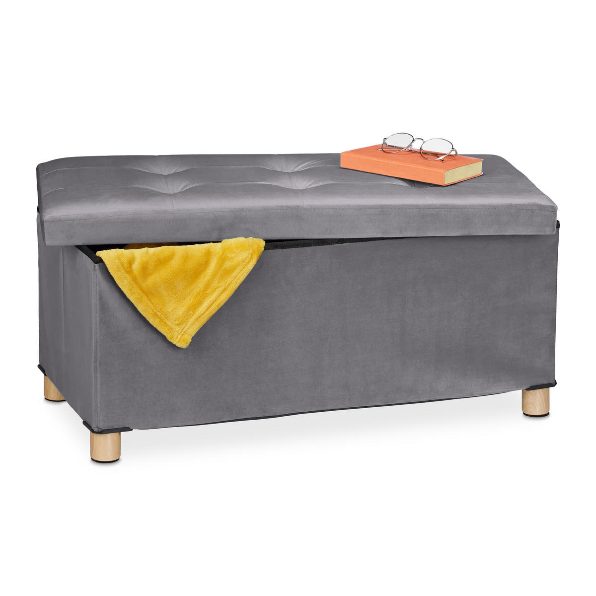 SITZBANK - Anthrazit, Holz/Holzwerkstoff (76/34/38cm) - Relaxdays