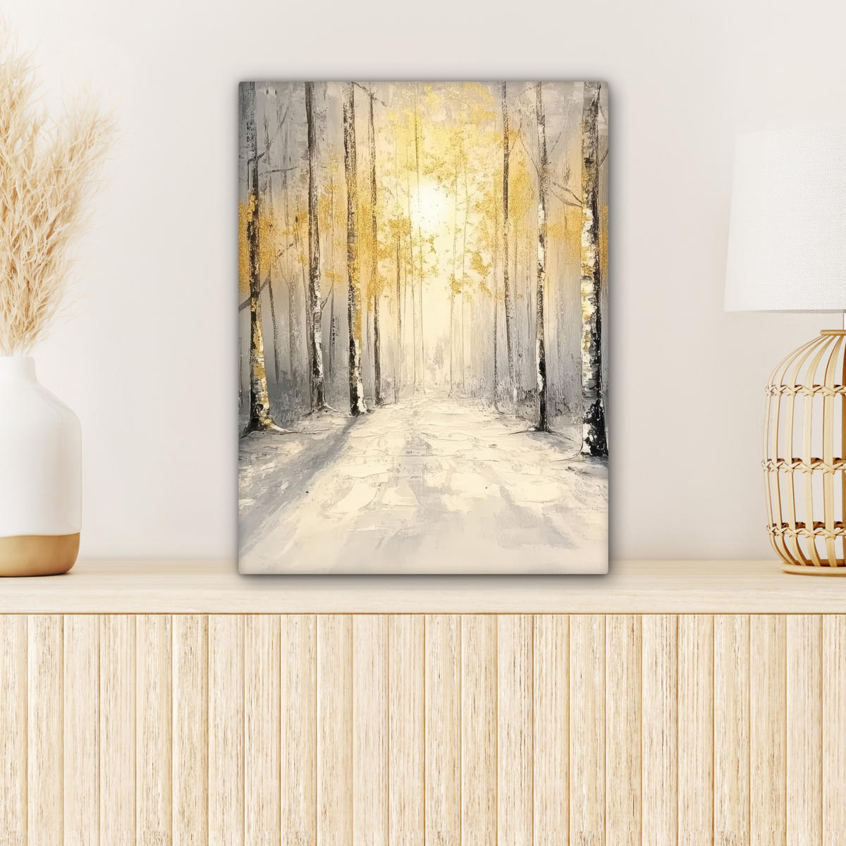 LEINWANDBILD Winter - Abstrakt - Schnee - Natur - Sonne Room Decor 30x40 cm - Grau, Textil (30/40cm) - MuchoWow