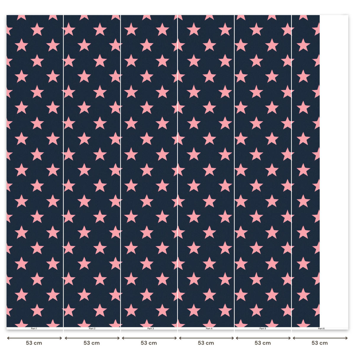 KINDERTAPETE - Muster - Sterne - Rosa - 280x300 cm - Anthrazit, Papier (280/300cm) - OnlyWow
