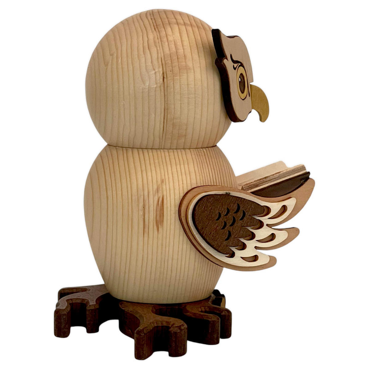 RAUCHFIGUR Eule mit Büchern 15 cm - Multicolor, Holz (10/15/10cm)