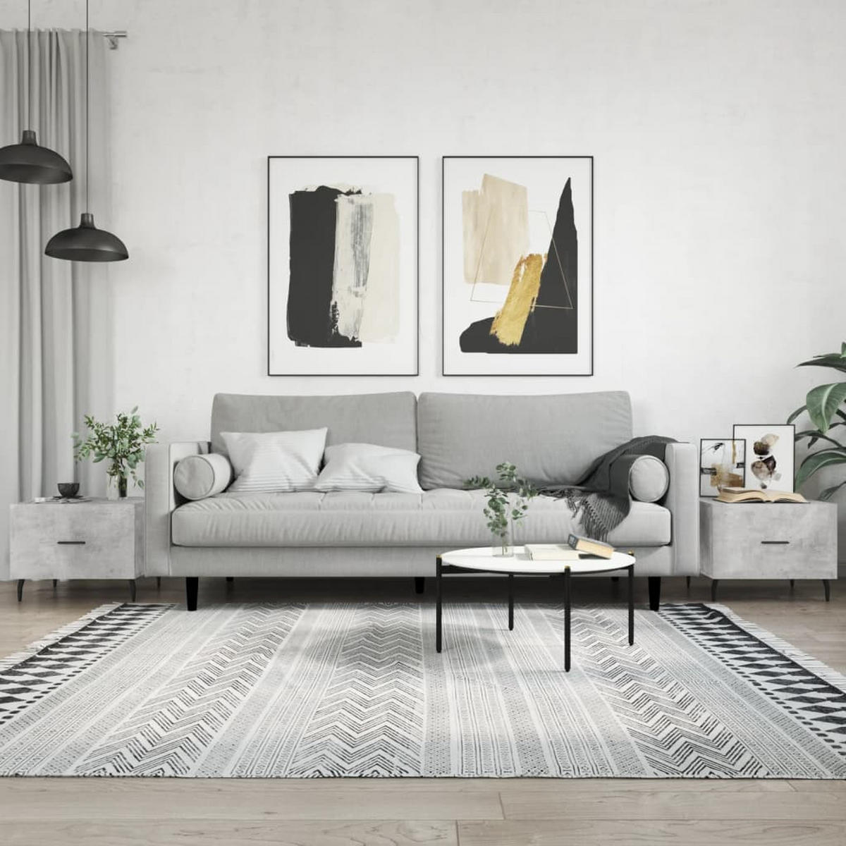 COUCHTISCHE 2 Stk. Betongrau 50x50x40 cm Holzwerkstoff - Grau, Holzwerkstoff (50/50/40cm) - furnicato