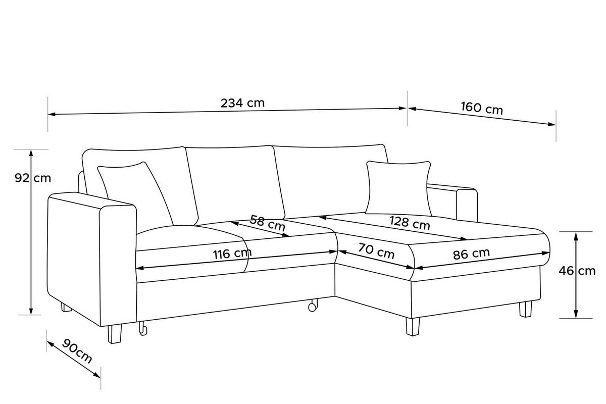 ECKSCHLAFSOFA EGRET Rechts mit Bettkasten, Cord-Stoff, hellgrau - Hellgrau, Textil (234/90cm) - KONSIMO®
