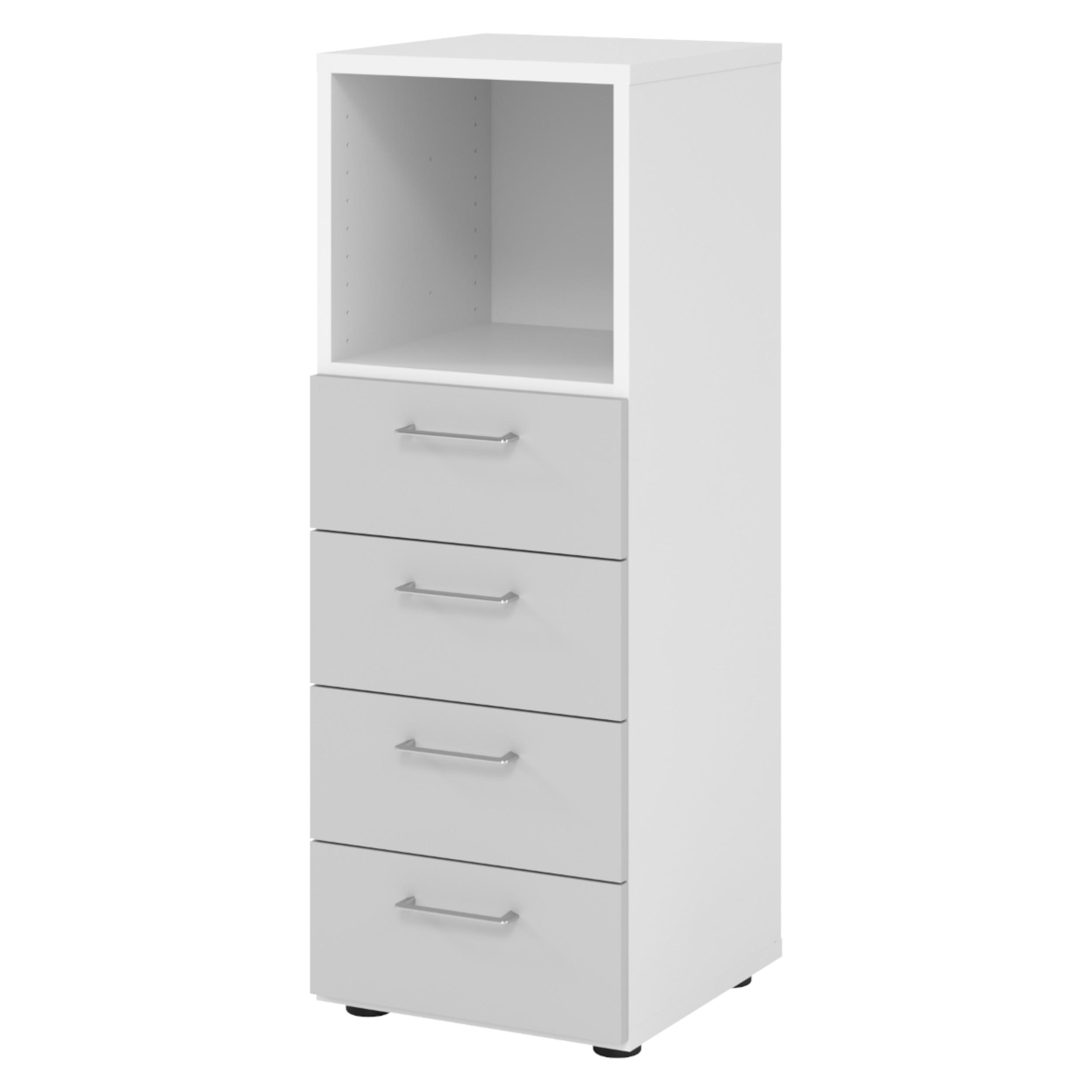 SCHUBLADENSCHRANK - 4 Schübe 42/40/110 cm in Weiß/Grau - Weiß/Grau, Holzwerkstoff (40/110/42cm) - bümö