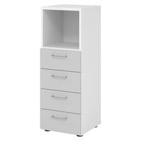 SCHUBLADENSCHRANK - 4 Schübe 42/40/110 cm in Weiß/Grau - Weiß/Grau, Holzwerkstoff (40/110/42cm) - bümö