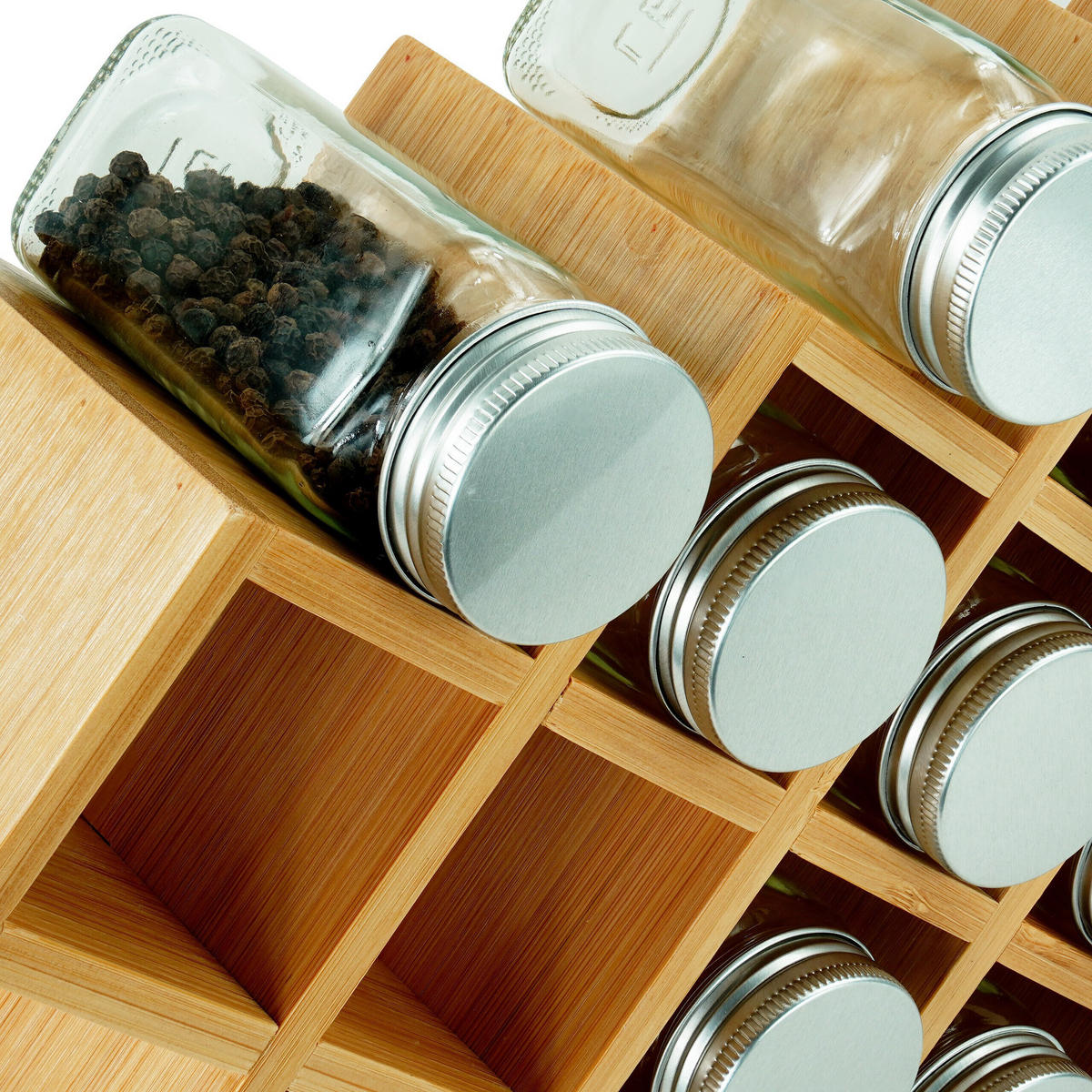 GEWÜRZREGAL - Hellbraun/Transparent, Glas/Holz (43/26/9.5cm) - Relaxdays