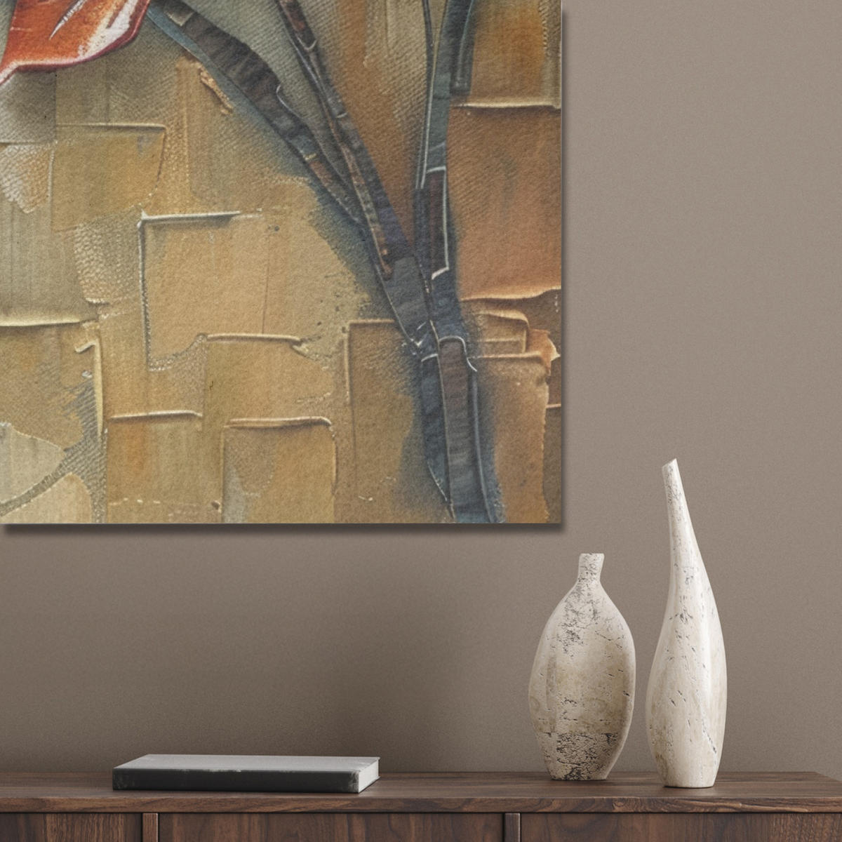 AKUSTIKPANEEL Baum - Abstrakt - Natur - Kunst 70x100 cm - Goldfarben, Textil (70/0.9/100cm) - MuchoWow