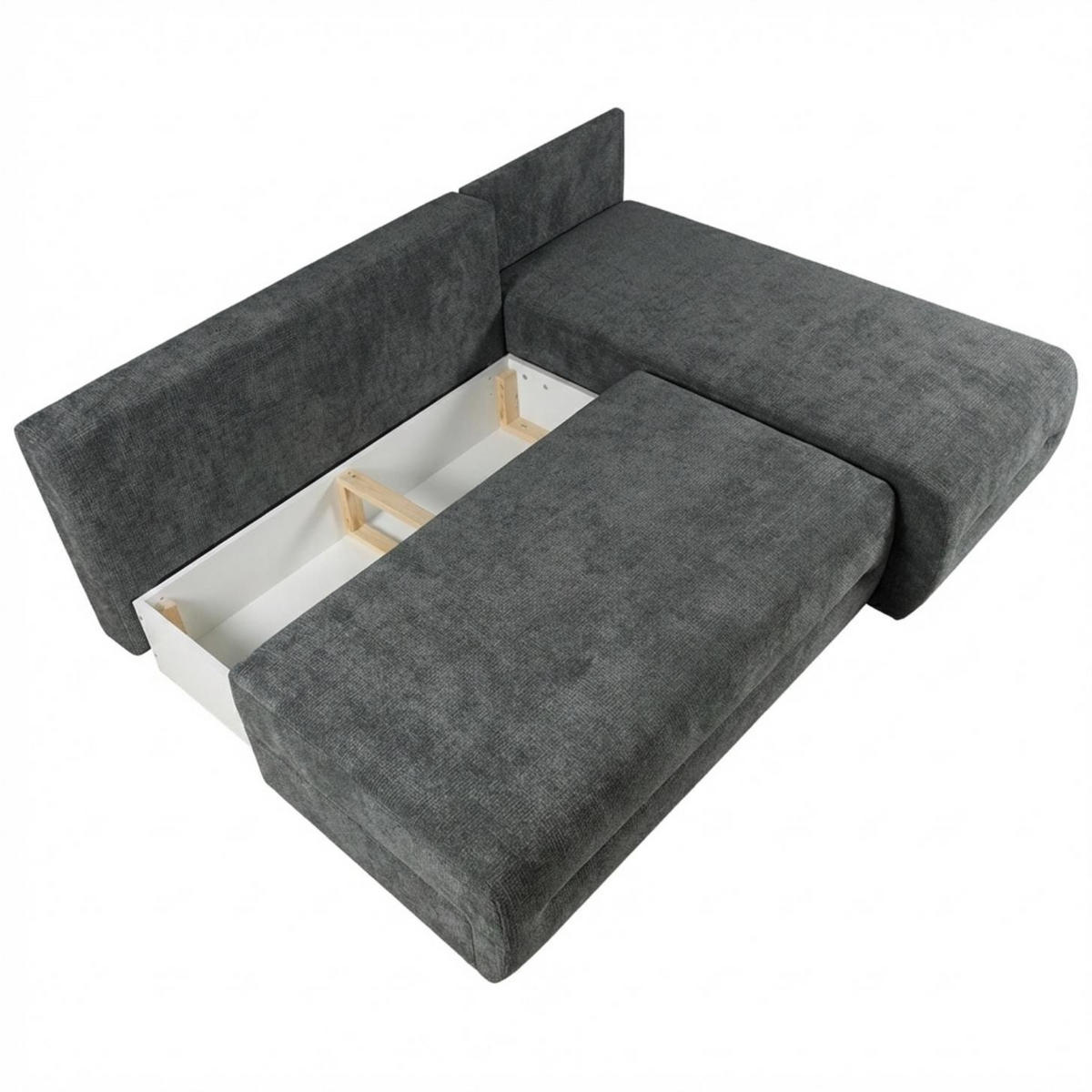 ECKSOFA LOFER Rechtsausleger Ohne Armlehnen Schlaffunktion Graphit 206x155 cm - Graphitfarben, Textil (206/155cm) - Bettso